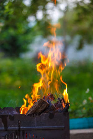 Grill in flames close-upの写真素材