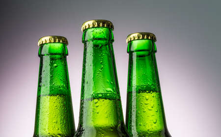 Close up bottles of beerの写真素材