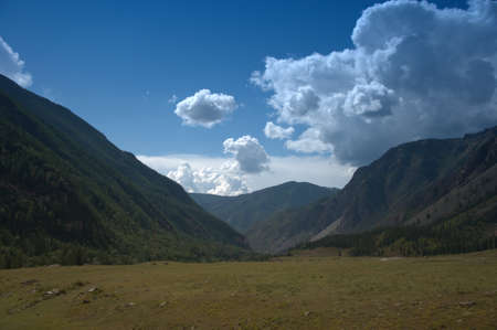 Beautiful valley at the foot of the mountains. Mountain Altai. Siberia.の写真素材
