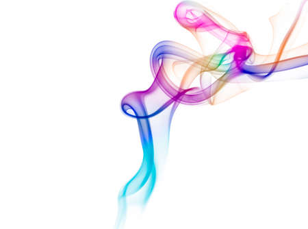 Coloured smoke on white backgroundの写真素材