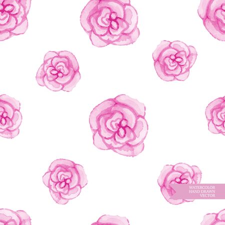 Watercolor hand drawn and painted seamless rose pattern. Vintage flower design for greeting cards an wedding invitations.のイラスト素材