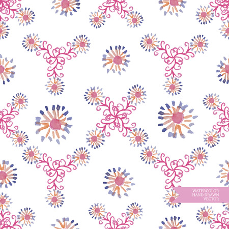 Watercolor hand drawn and painted seamless flower pattern. Vintage flower design for greeting cards an wedding invitations.のイラスト素材