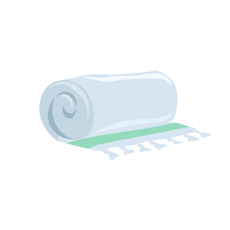 Vector cartoon flat style light blue towel vector icon.  Stylized bath and spa accessory isolated on white background.のイラスト素材
