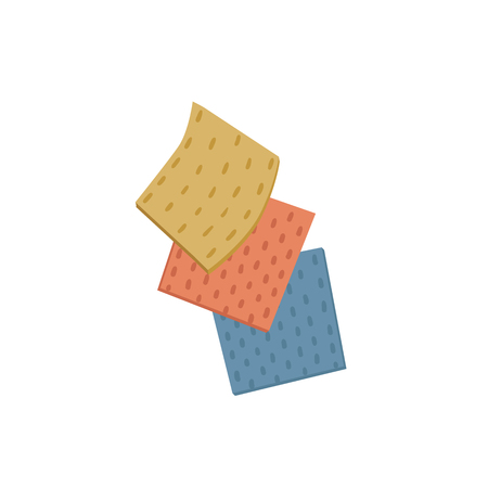 Cartoon colorful trendy design cleaning clothes icons. Simple sanitary and cleanup vector clean rag illustration.のイラスト素材
