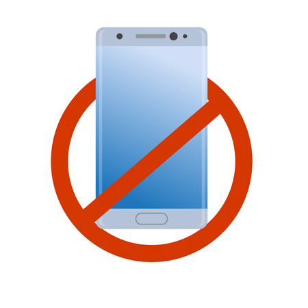 No modern smartphone icon. Forbidden cell phone, danger device simple gradient symbol.のイラスト素材