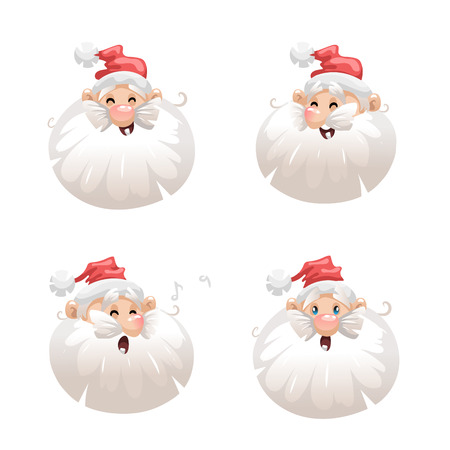Set of Santa's head icons.のイラスト素材