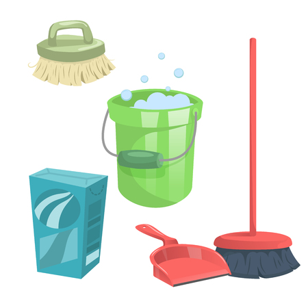 Cartoon trendy cleaning service icons setのイラスト素材