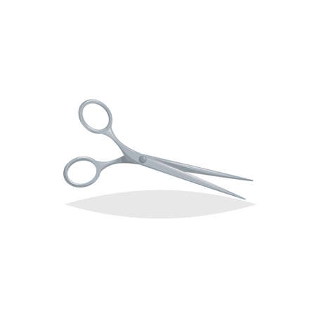 Beard and hair scissors. Barbers shop accessory. Cartoon flat style. Vector illustration isolated on white background.のイラスト素材