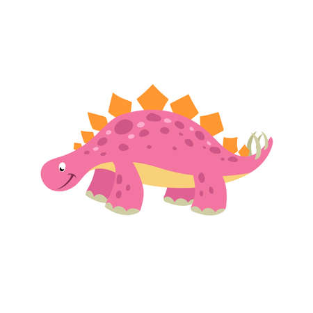 Cartoon dinosaur stegosaurus. Flat cartoon style drawing. Best for kids dino party designs. Prehistoric Jurassic period character. Vector illustration isolated on white.のイラスト素材