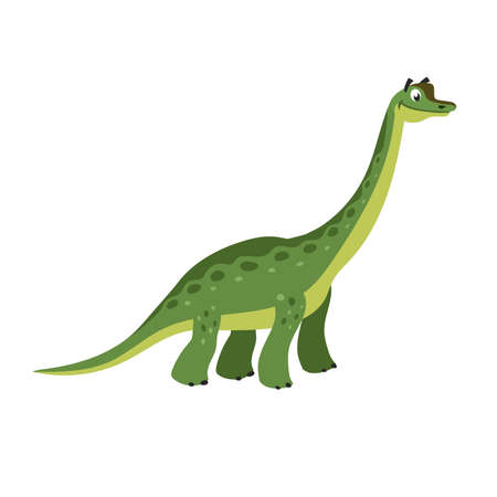 Cartoon brachiosaurus dinosaur isolated on white.のイラスト素材