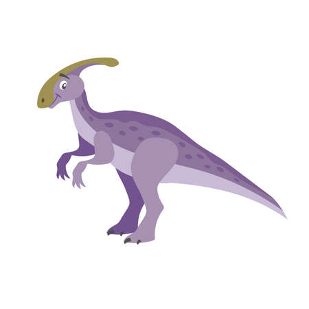 Cartoon dinosaur parasaurolophus isolated on white.のイラスト素材