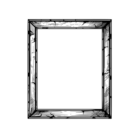 Hand drawn sketch style retro vintage picture frame. pen and ink style. Vector illustration.のイラスト素材