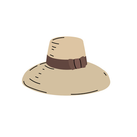 Beach straw summer women hat. Modern flat design. Vector illustration isolated on white background.のイラスト素材