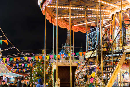 New Year's fair and carousel on the red square of Moscowのeditorial素材