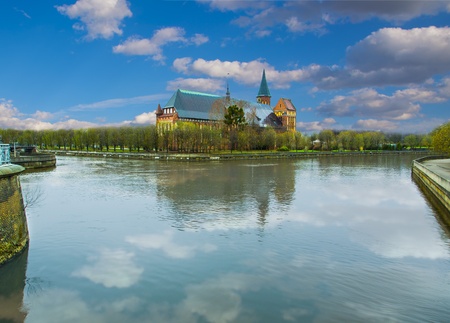 Russia, Kaliningrad, Panoram of Kant`s island, Cathedralの写真素材