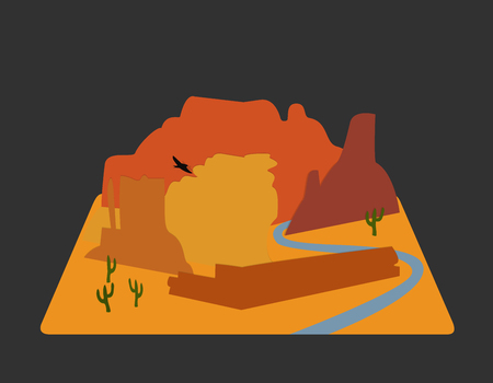 Flat landscape Mountain desert background vector wallpaper illustrationのイラスト素材