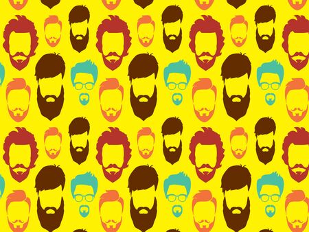Bearded Hipster pattern with glasses.Urban Lumberjack background.のイラスト素材