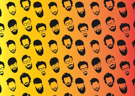 Bearded Hipster pattern with glasses.Urban Lumberjack background.のイラスト素材