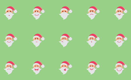 Santa Claus collection of Christmas. Characters cute flat. Funny cartoon character with different emotions.のイラスト素材