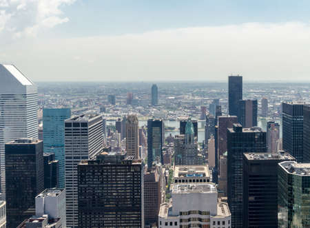 Aerial view on Midtown, Queens, East River and Roosevelt Islandの写真素材