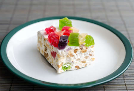 Nougat with marmalade and nutsの写真素材