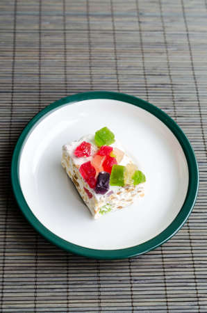 Nougat with marmalade and nutsの写真素材