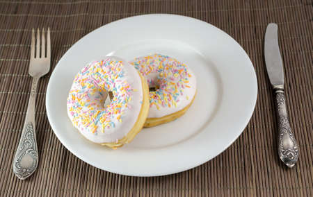 donuts on the plateの写真素材