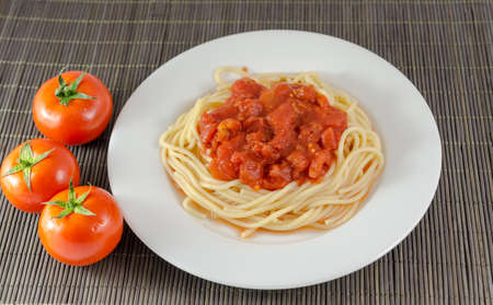 Pasta with bolognese sauceの写真素材
