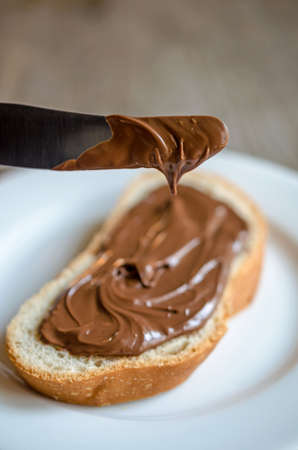 bread with chocolate cream の写真素材