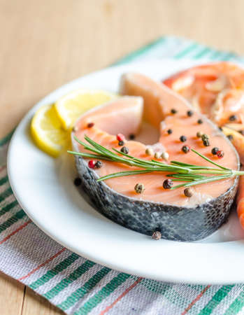 salmon and shrimpsの写真素材