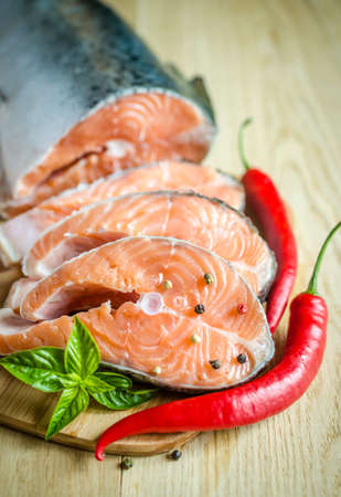 salmon steaksの写真素材