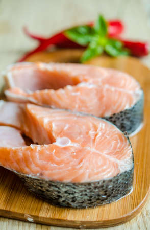 salmon steaksの写真素材