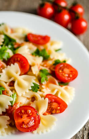 pasta with cherry tomatoesの写真素材