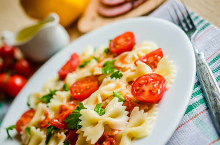 pasta with cherry tomatoesの写真素材