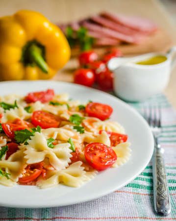 pasta with cherry tomatoesの写真素材