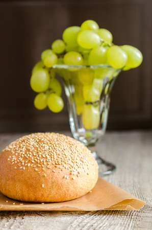 bun and grapesの写真素材