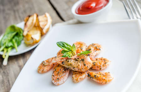 Grilled shrimpsの写真素材