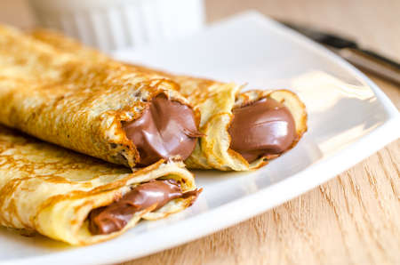 crepes with chocolate creamの写真素材