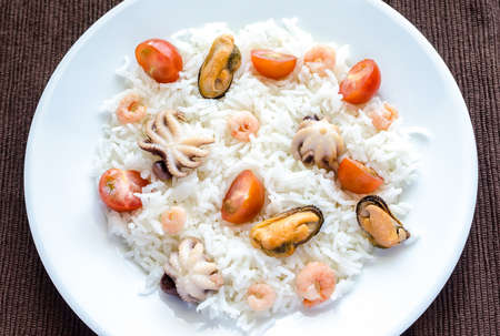Basmati rice with seafoodの写真素材