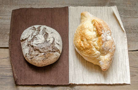 Dark and white bread