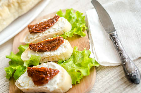 ciabatta with dried tomatoesの写真素材