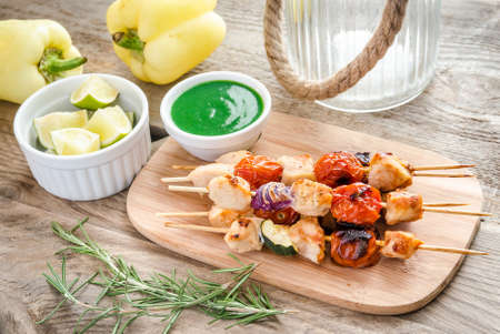 chicken skewersの写真素材