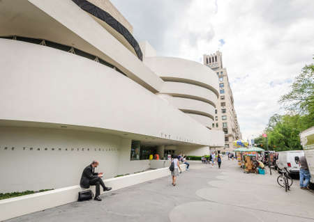 NEW YORK - JUL 17: The famous Solomon R. Guggenheim Museum of modern and contemporary art, on July 17, 2014 in New York City, USAのeditorial素材