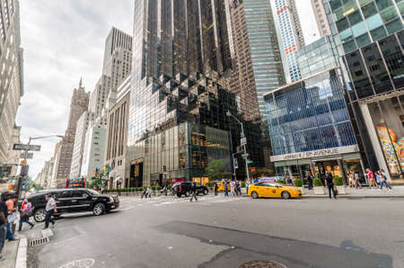 NEW YORK CITY - JUL 17: Trump Tower view from the street on July 17, 2014 in New York. Trump Tower is a 58-story mixed-use skyscraper located at 725 Fifth Avenue.のeditorial素材