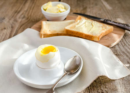 toast with boiled eggの写真素材