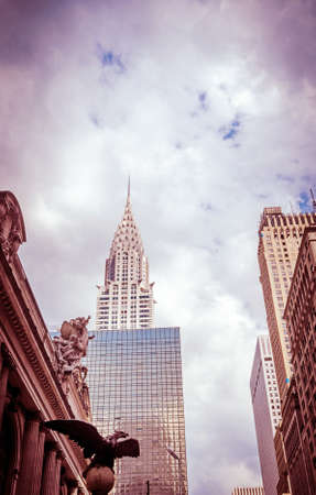 NEW YORK CITY - JULY 22: Facade of Chrysler Building on July 22, 2014. The Chrysler Building is an...