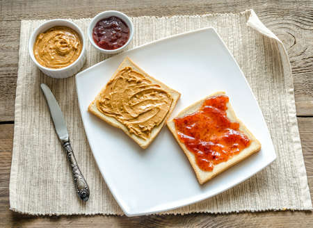 sandwich with peanut butter and jelly