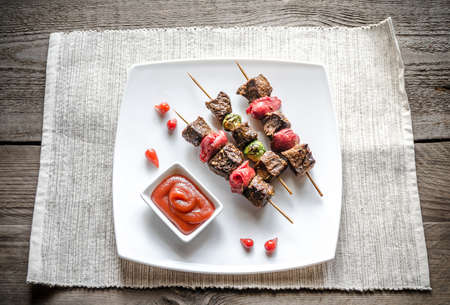 grilled beef skewersの写真素材