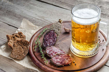 saucisson and beerの写真素材