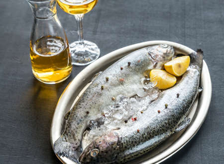 Trout and wineの写真素材